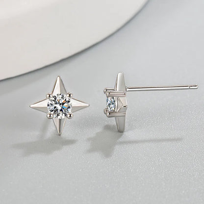 1 Pair Simple Style Star Plating Copper Diamond Ear Studs