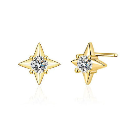 1 Pair Simple Style Star Plating Copper Diamond Ear Studs