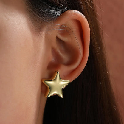 1 Pair Simple Style Star Plating Copper Gold Plated Ear Studs