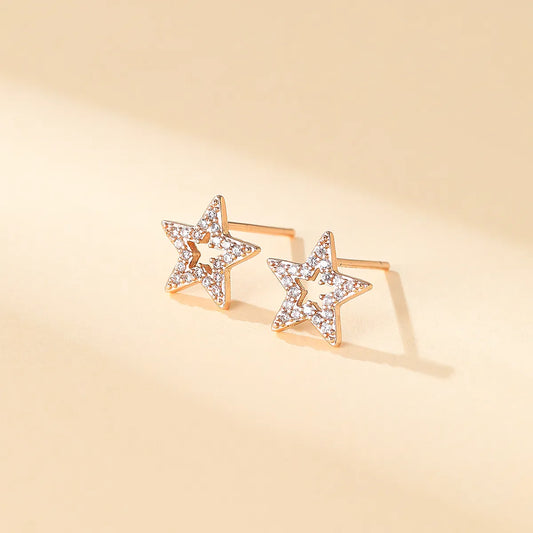 1 Pair Simple Style Star Plating Inlay Copper Zircon 18k Gold Plated Ear Studs