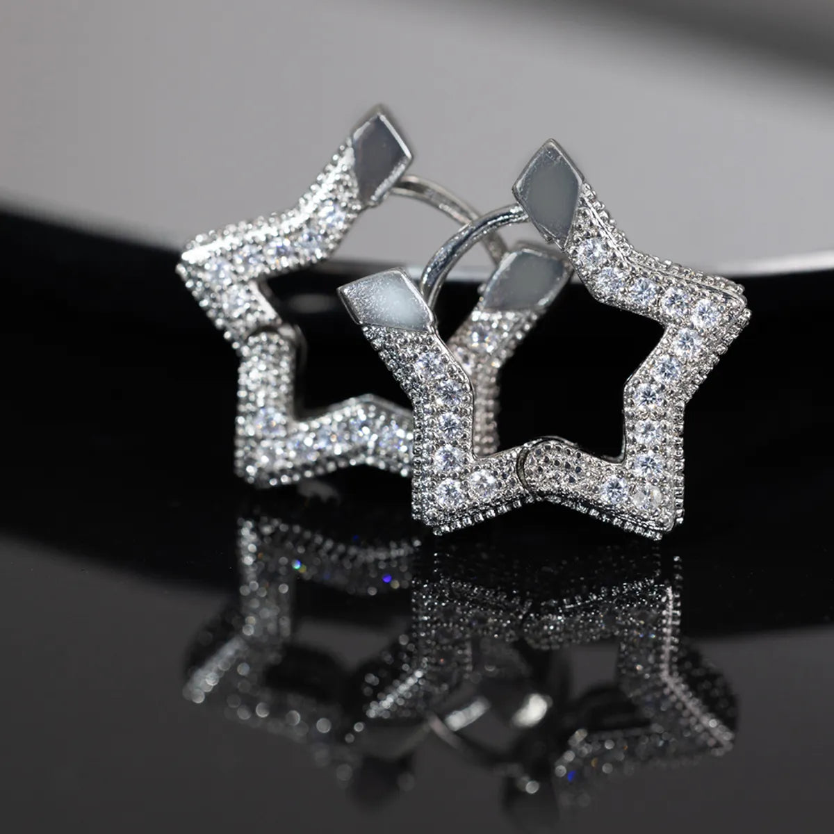 1 Pair Simple Style Star Plating Inlay Copper Zircon White Gold Plated Gold Plated Ear Studs