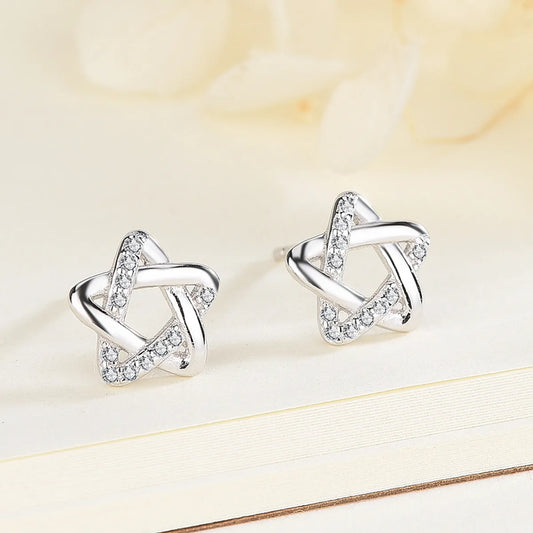 1 Pair Simple Style Star Plating Inlay Sterling Silver Artificial Diamond Earrings