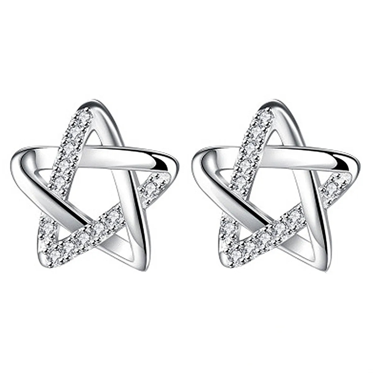 1 Pair Simple Style Star Plating Inlay Sterling Silver Artificial Diamond Earrings