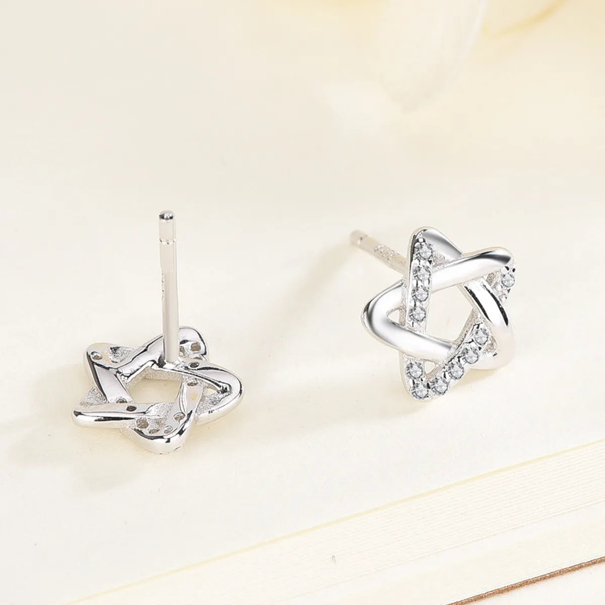 1 Pair Simple Style Star Plating Inlay Sterling Silver Artificial Diamond Earrings