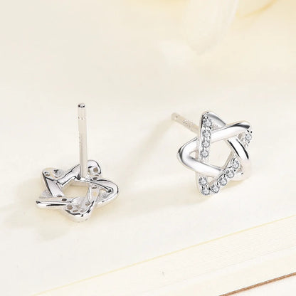 1 Pair Simple Style Star Plating Inlay Sterling Silver Artificial Diamond Earrings