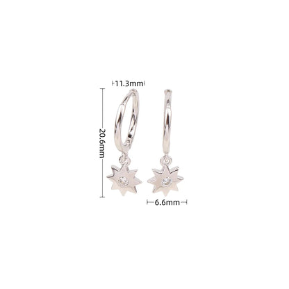 1 Pair Simple Style Star Plating Inlay Sterling Silver Zircon White Gold Plated Gold Plated Drop Earrings