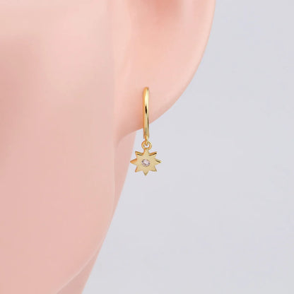 1 Pair Simple Style Star Plating Inlay Sterling Silver Zircon White Gold Plated Gold Plated Drop Earrings