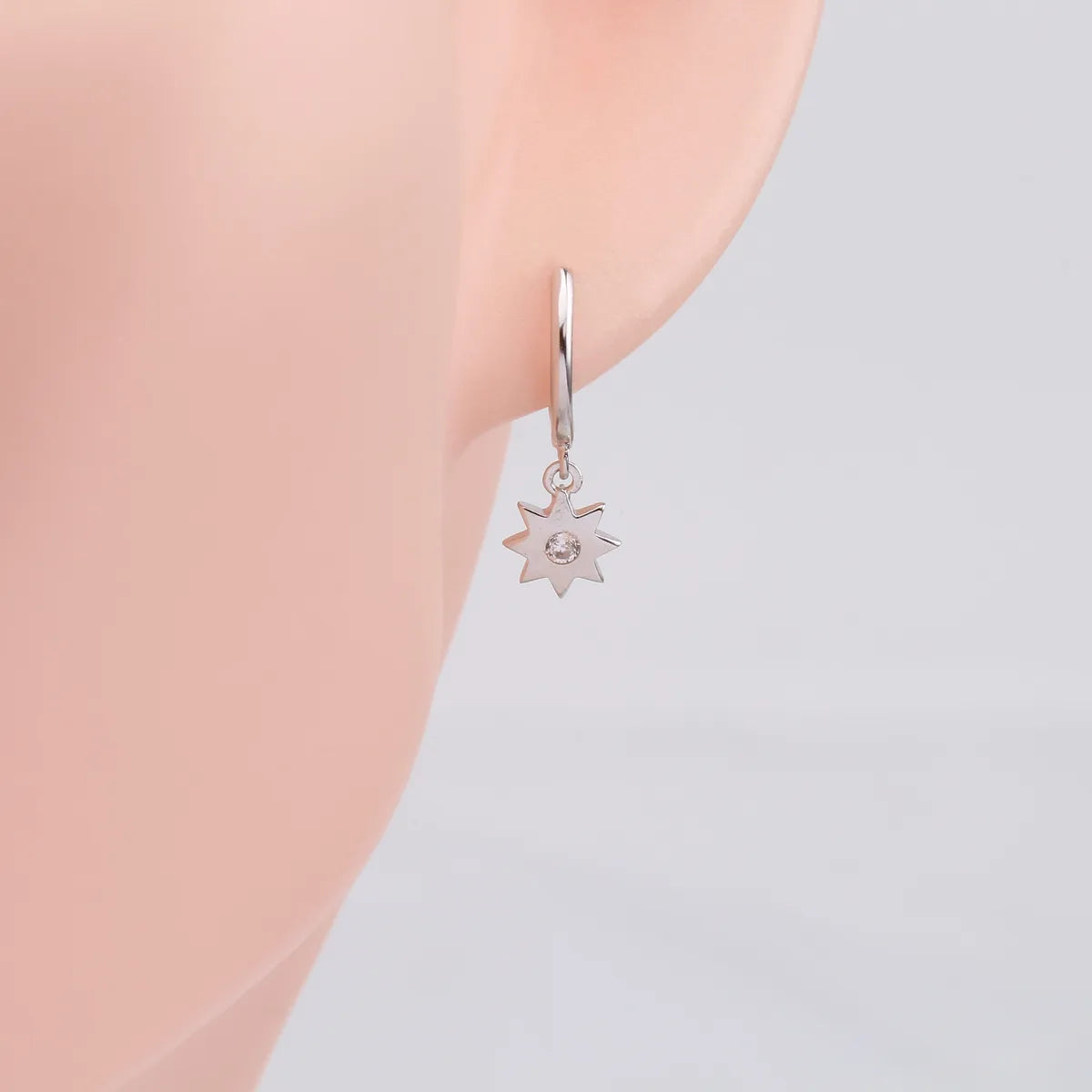 1 Pair Simple Style Star Plating Inlay Sterling Silver Zircon White Gold Plated Gold Plated Drop Earrings