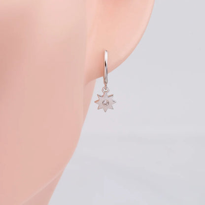 1 Pair Simple Style Star Plating Inlay Sterling Silver Zircon White Gold Plated Gold Plated Drop Earrings