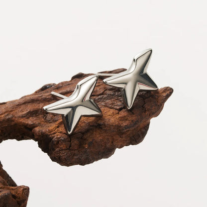 1 Pair Simple Style Star Plating Stainless Steel 18k Gold Plated Ear Studs