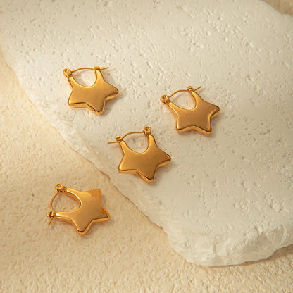 1 Pair Simple Style Star Plating Stainless Steel Gold Plated Earrings