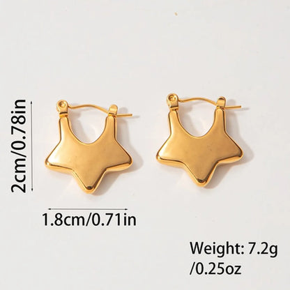 1 Pair Simple Style Star Plating Stainless Steel Gold Plated Earrings