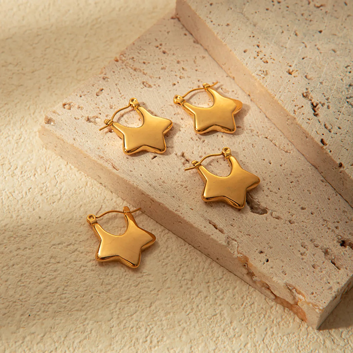 1 Pair Simple Style Star Plating Stainless Steel Gold Plated Earrings