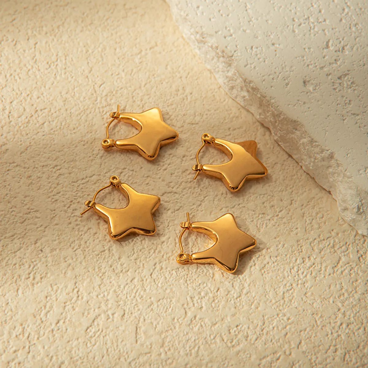 1 Pair Simple Style Star Plating Stainless Steel Gold Plated Earrings