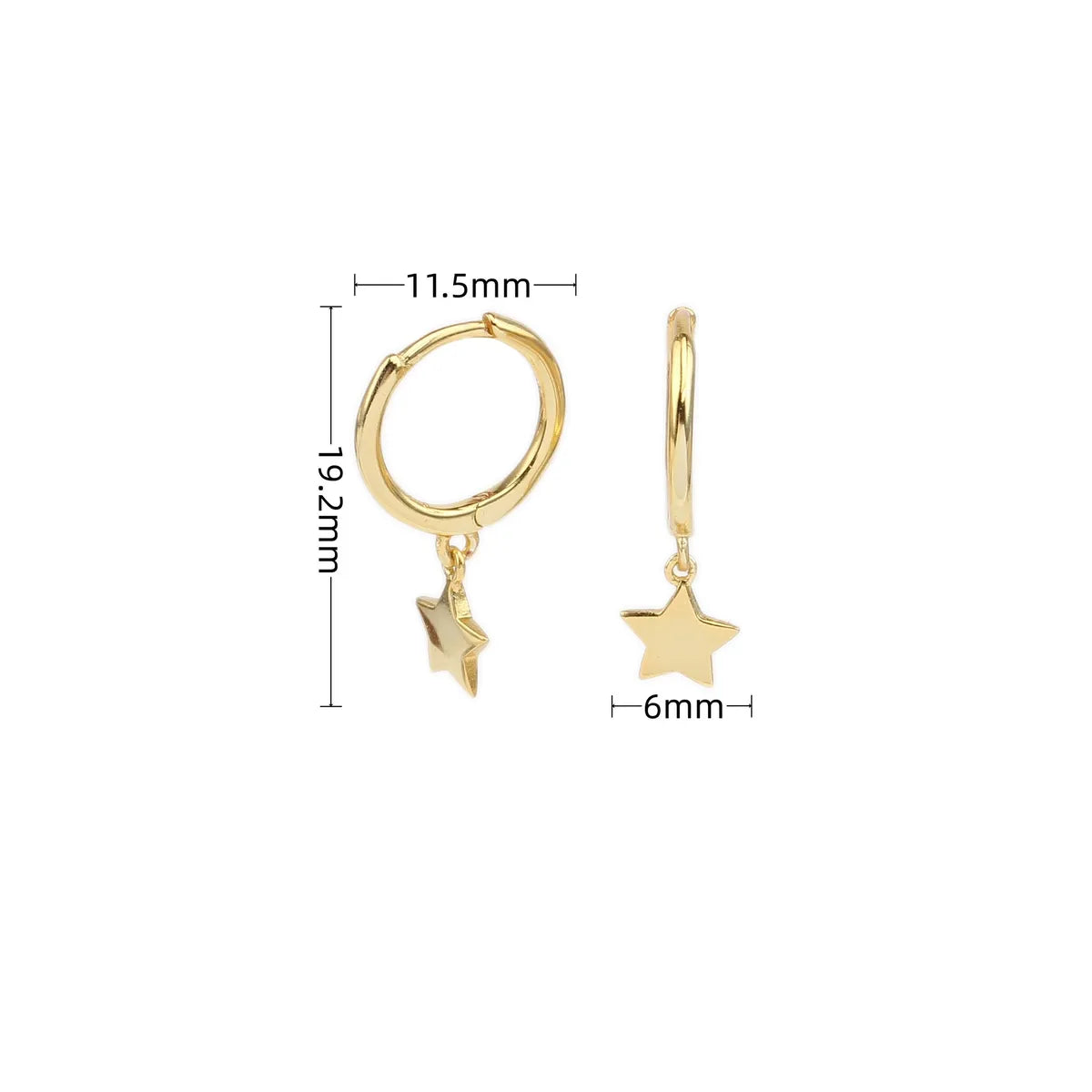 1 Pair Simple Style Star Plating Sterling Silver 18k Gold Plated Drop Earrings