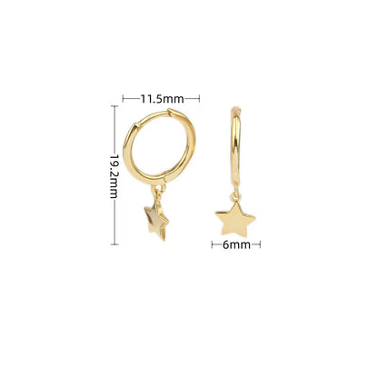 1 Pair Simple Style Star Plating Sterling Silver 18k Gold Plated Drop Earrings