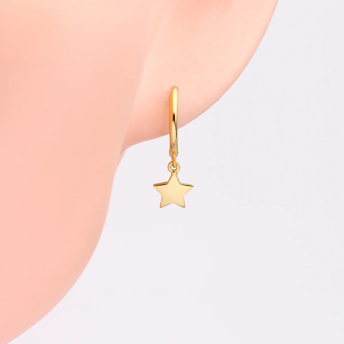 1 Pair Simple Style Star Plating Sterling Silver 18k Gold Plated Drop Earrings