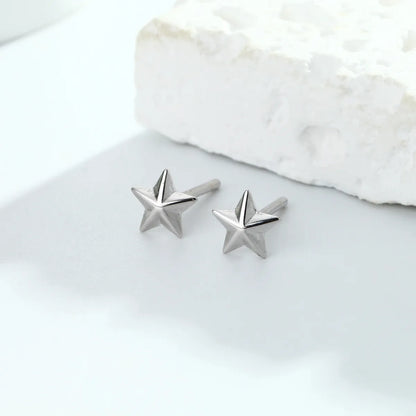 1 Pair Simple Style Star Plating Sterling Silver Ear Studs