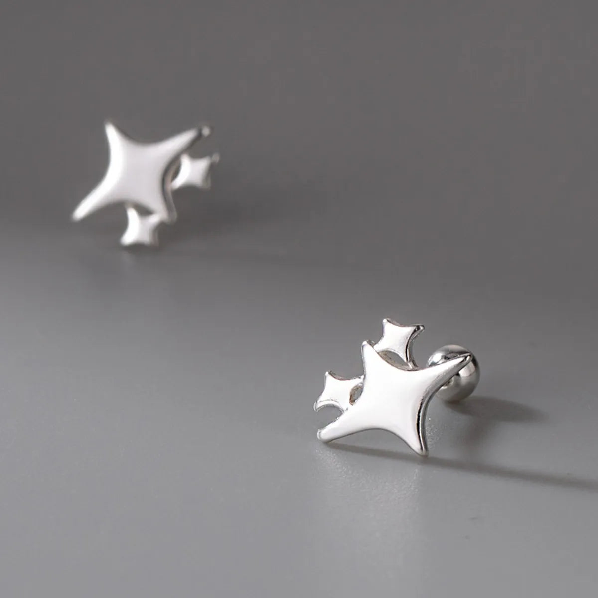 1 Pair Simple Style Star Plating Sterling Silver Ear Studs