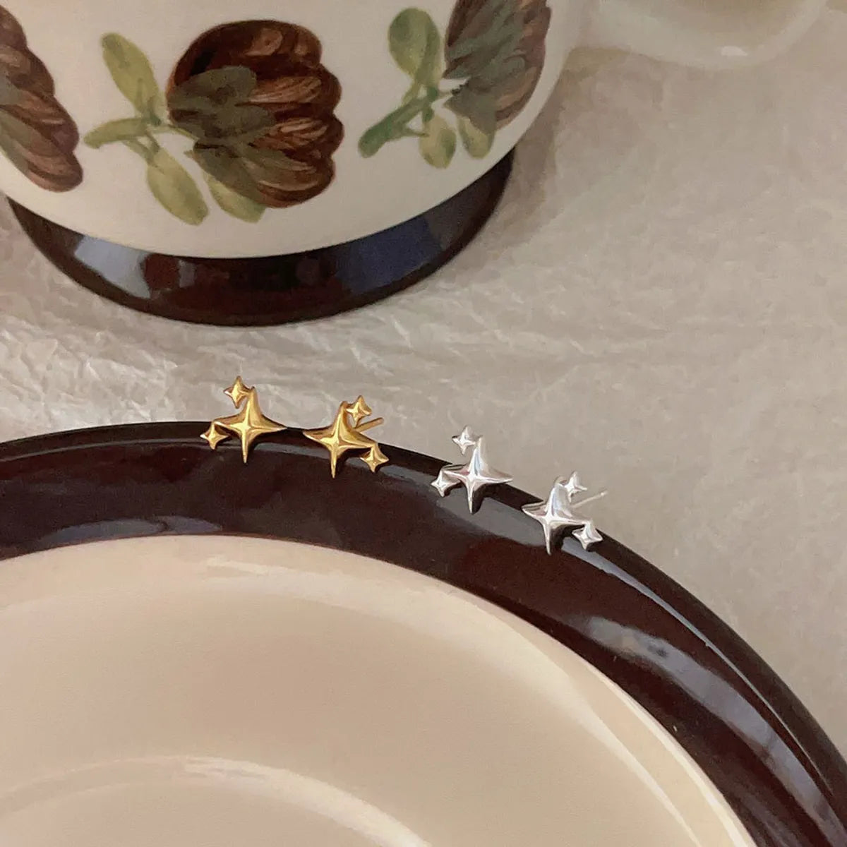 1 Pair Simple Style Star Plating Sterling Silver Ear Studs