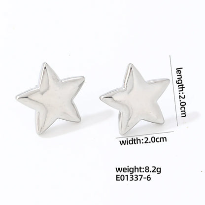 1 Pair Simple Style Star Polishing Plating 304 Stainless Steel Titanium Steel Gold Plated Silver Plated Ear Studs