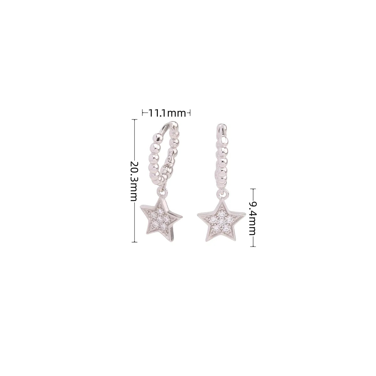 1 Pair Simple Style Star Solid Color Plating Inlay Sterling Silver Zircon White Gold Plated Gold Plated Drop Earrings