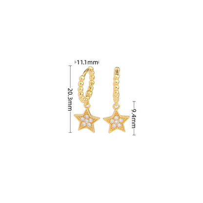 1 Pair Simple Style Star Solid Color Plating Inlay Sterling Silver Zircon White Gold Plated Gold Plated Drop Earrings