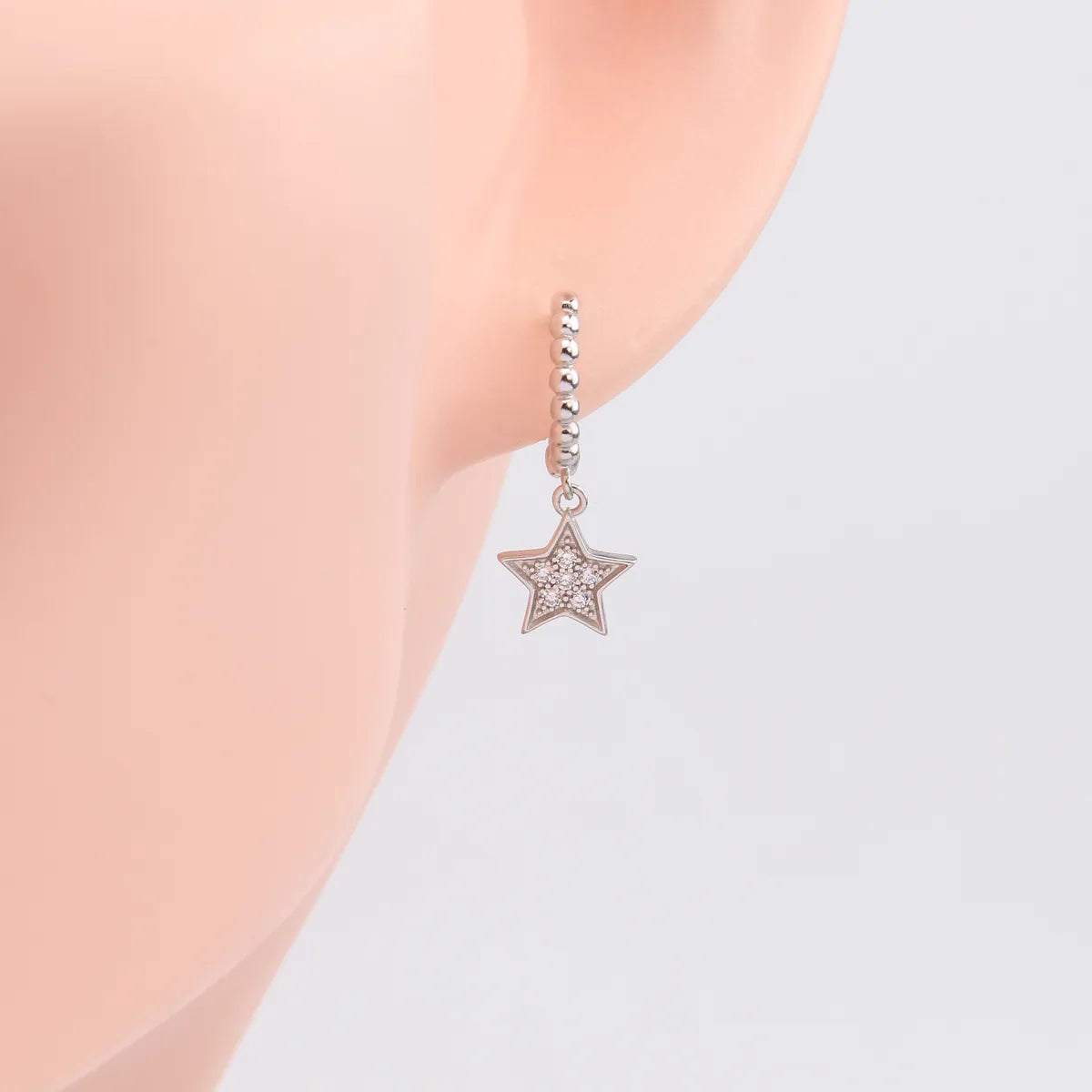 1 Pair Simple Style Star Solid Color Plating Inlay Sterling Silver Zircon White Gold Plated Gold Plated Drop Earrings