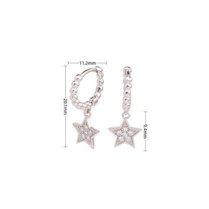 1 Pair Simple Style Star Solid Color Plating Inlay Sterling Silver Zircon White Gold Plated Gold Plated Drop Earrings