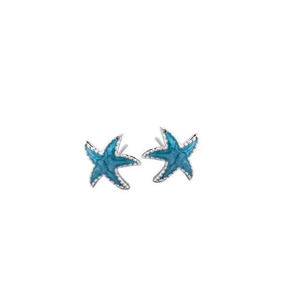 1 Pair Simple Style Star Sterling Silver Enamel Ear Studs