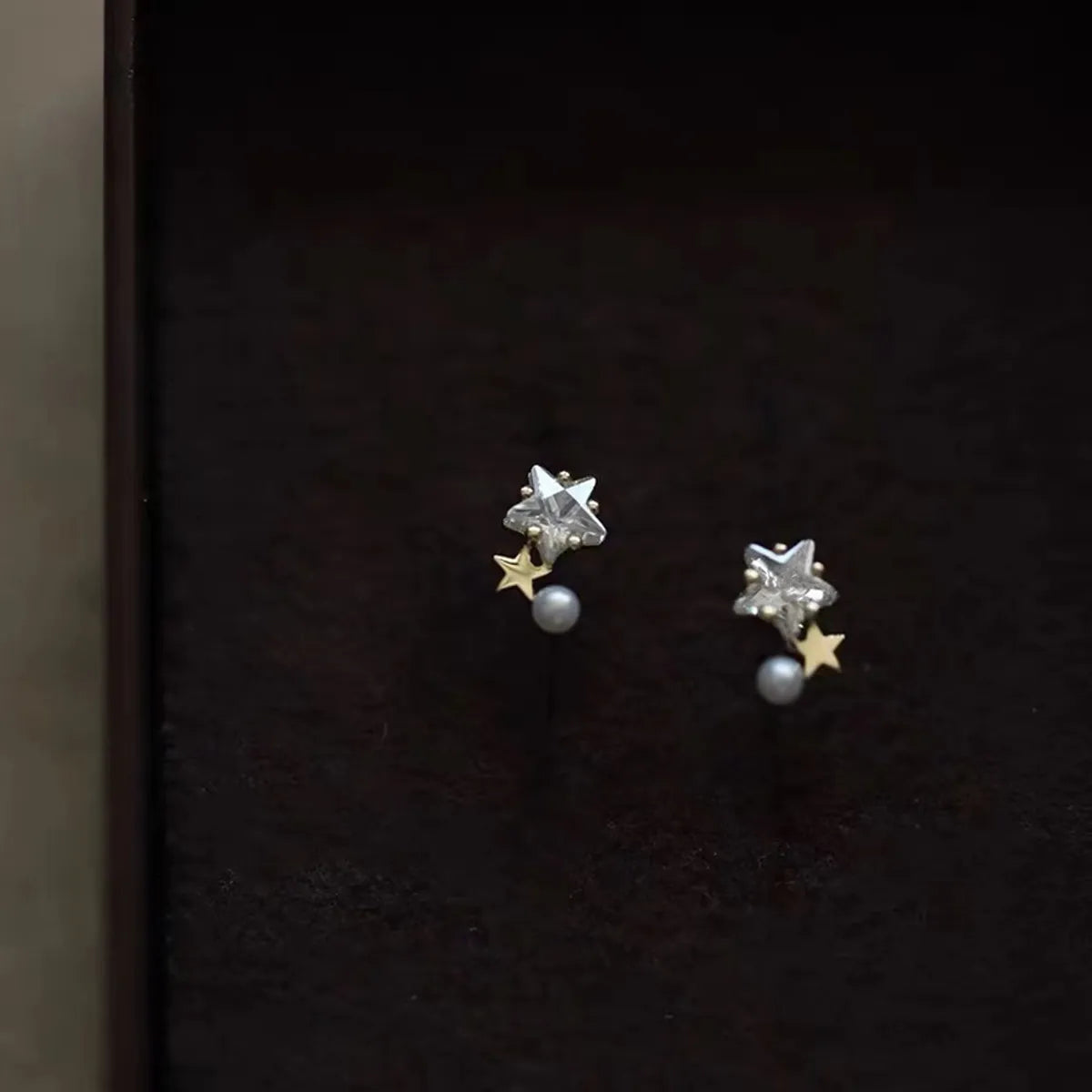 1 Pair Simple Style Star Sterling Silver Inlay Zircon Ear Studs