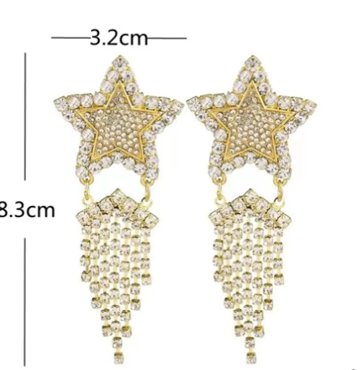 1 Pair Simple Style Star Tassel Metal Plating Inlay Rhinestones Women's Drop Earrings