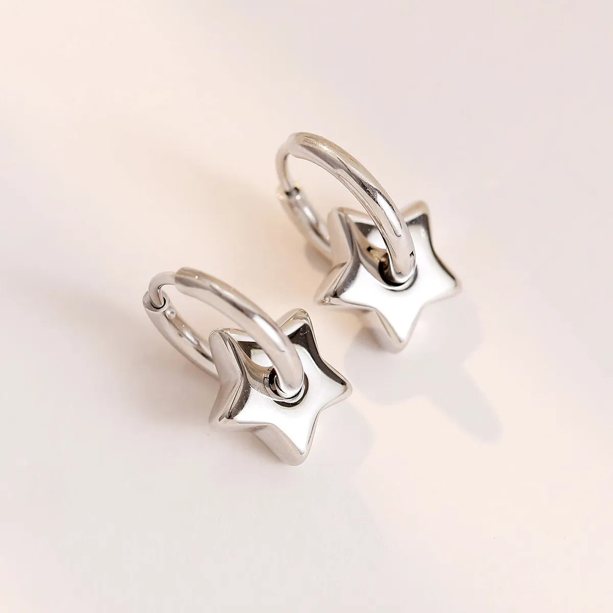 1 Pair Simple Style Star Titanium Steel Plating Drop Earrings