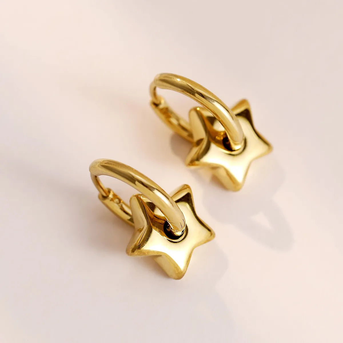 1 Pair Simple Style Star Titanium Steel Plating Drop Earrings