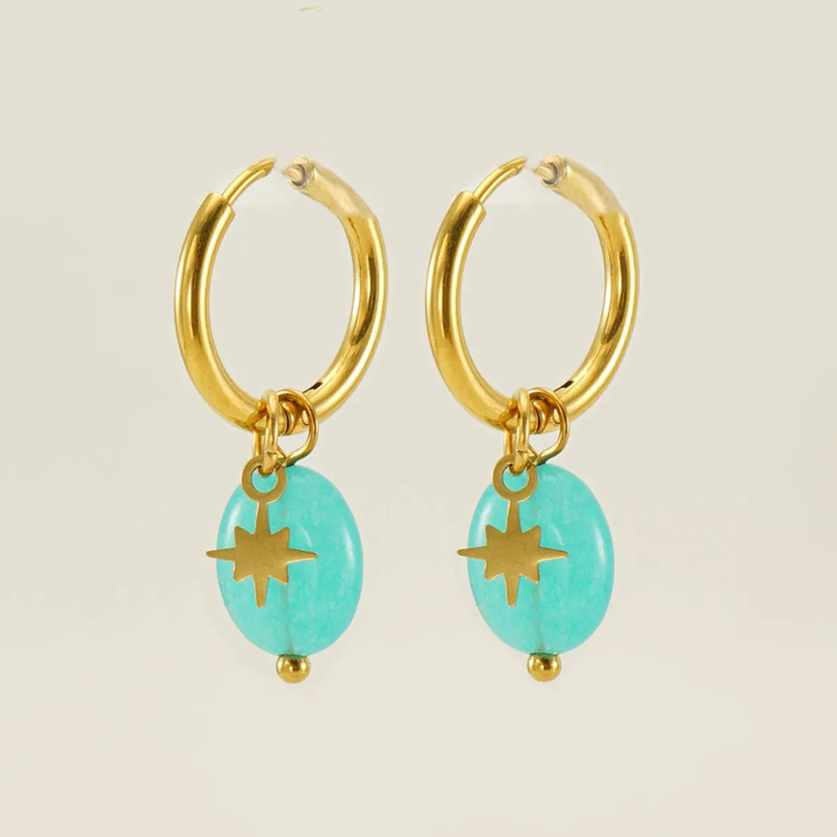 1 Pair Simple Style Star Water Droplets Plating Stainless Steel Gold Plated Drop Earrings