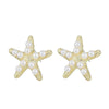 1 Pair Simple Style Starfish Inlay Alloy Artificial Pearls 14K Gold Plated Ear Studs