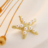 1 Pair Simple Style Starfish Inlay Alloy Artificial Pearls 14K Gold Plated Ear Studs