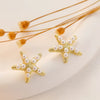 1 Pair Simple Style Starfish Inlay Alloy Artificial Pearls 14K Gold Plated Ear Studs