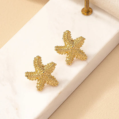 1 Pair Simple Style Starfish Plating Alloy Ear Studs