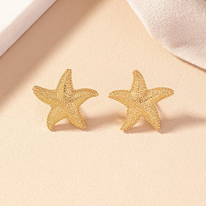 1 Pair Simple Style Starfish Plating Alloy Ear Studs