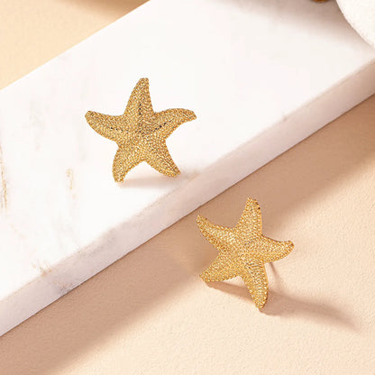 1 Pair Simple Style Starfish Plating Alloy Ear Studs