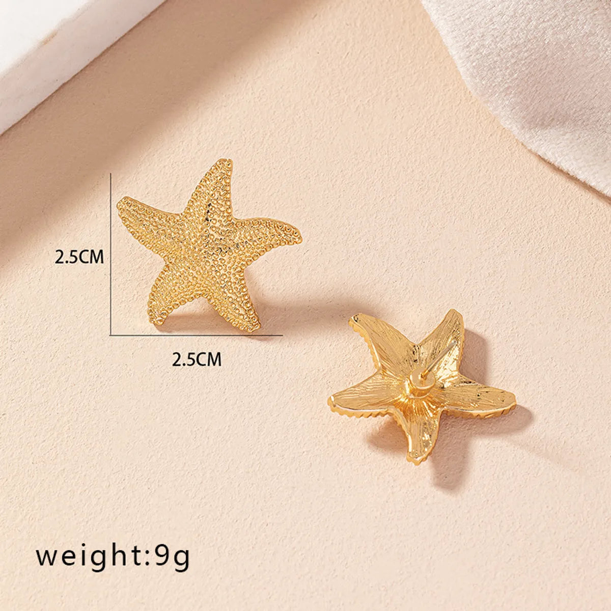 1 Pair Simple Style Starfish Plating Alloy Ear Studs