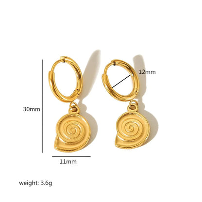 1 Pair Simple Style Starfish Shell Polishing Plating Stainless Steel 18k Gold Plated Drop Earrings