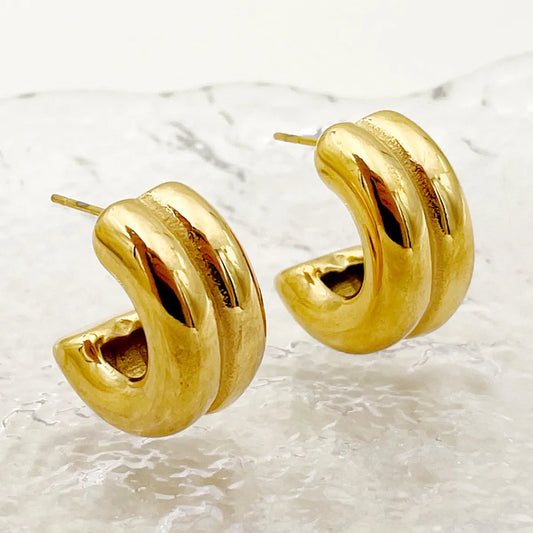 1 Pair Simple Style Streetwear C Shape Plating 304 Stainless Steel 14K Gold Plated Ear Studs