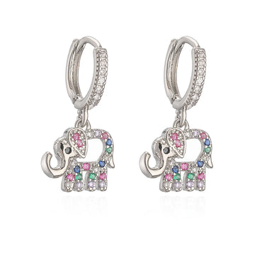 1 Pair Simple Style Streetwear Commute Elephant Plating Inlay Copper Zircon 18k Gold Plated Drop Earrings