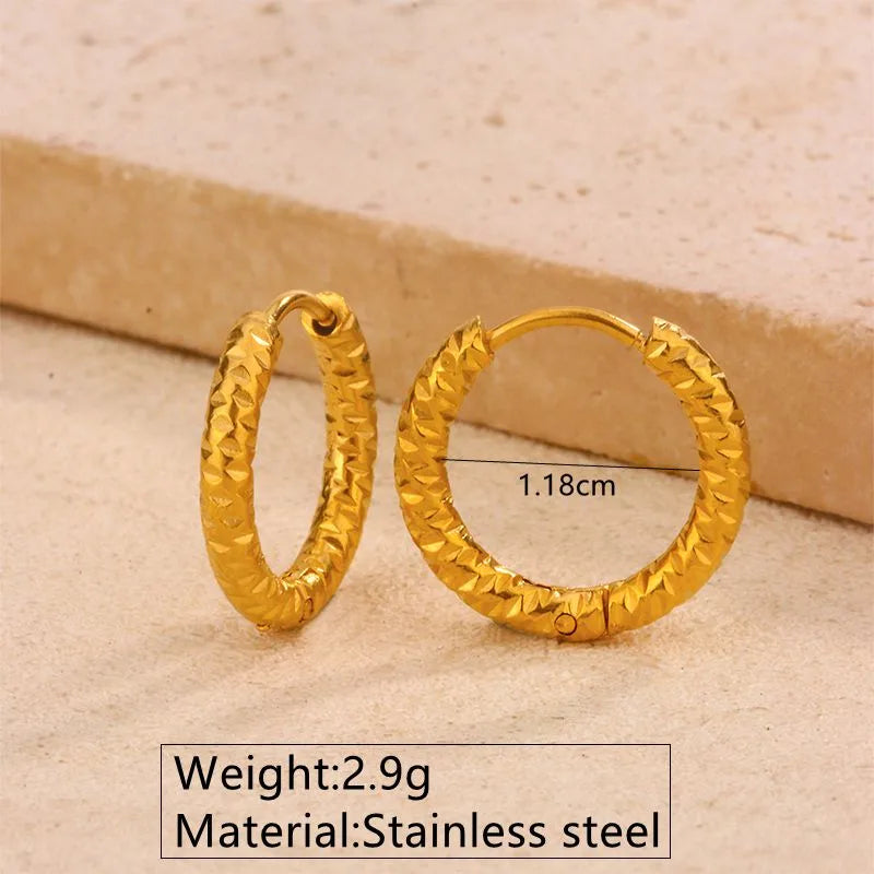 1 Pair Simple Style Streetwear Commute Geometric Circle Round Plating 304 Stainless Steel 18K Gold Plated Earrings