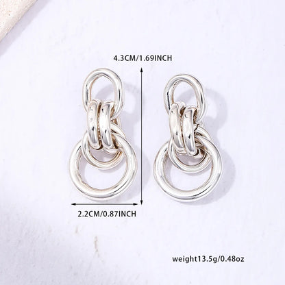 1 Pair Simple Style Streetwear Commute Geometric Ferroalloy Drop Earrings