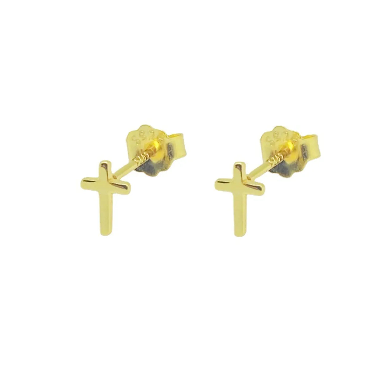 1 Pair Simple Style Streetwear Cross Plating Sterling Silver Ear Studs