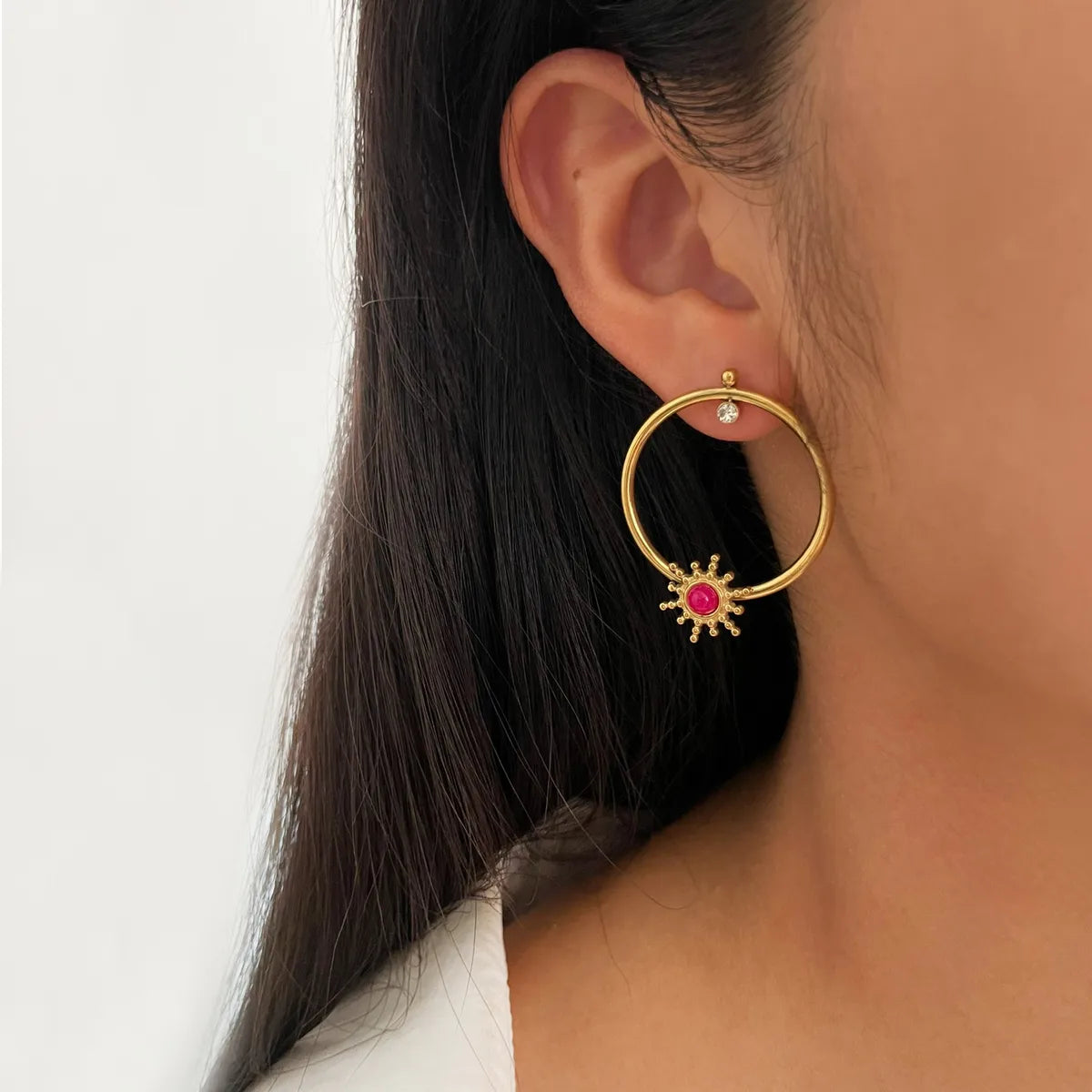 1 Pair Simple Style Streetwear Geometric 316L Stainless Steel  18K Gold Plated Earrings