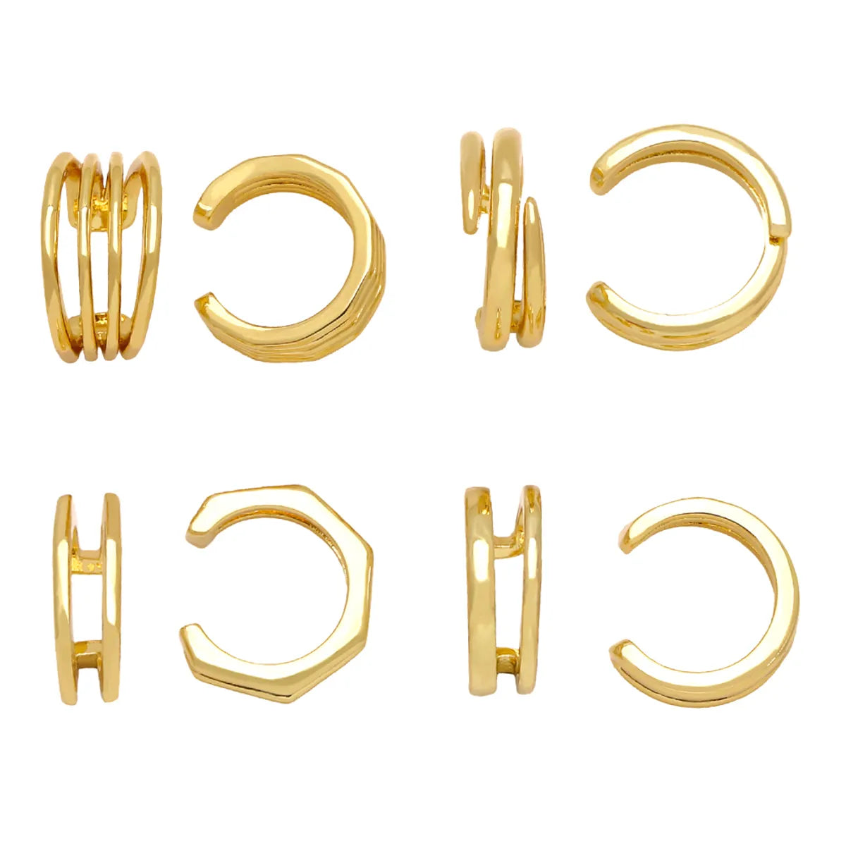 1 Pair Simple Style Streetwear Geometric Plating Copper 18k Gold Plated Ear Cuffs